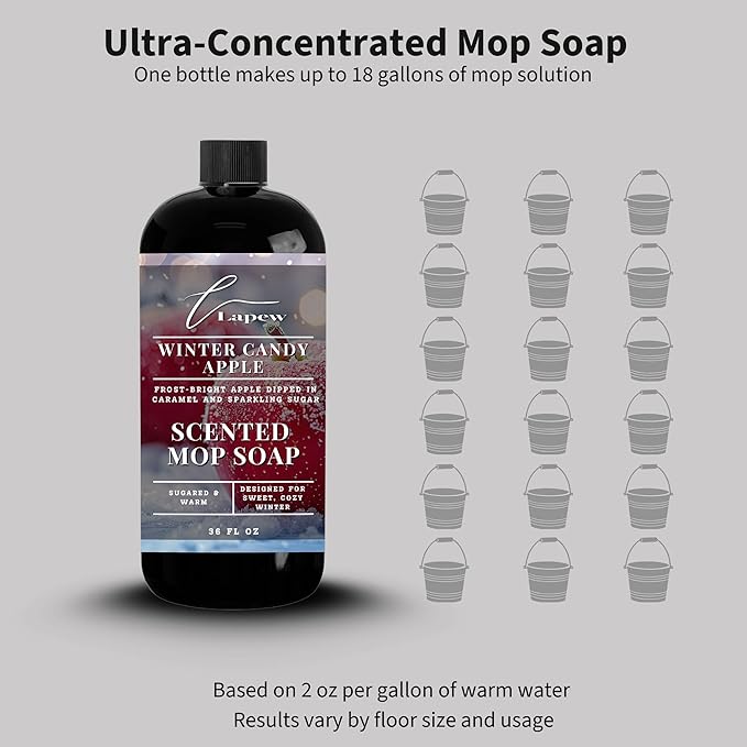 Lapew Winter Candy Apple Scented Mop Soap - Luxury Floor Cleaner Concentrate for Mopping Tile Laminate Vinyl &amp Hardwood | Streak-Free Low-Foam | 36 oz