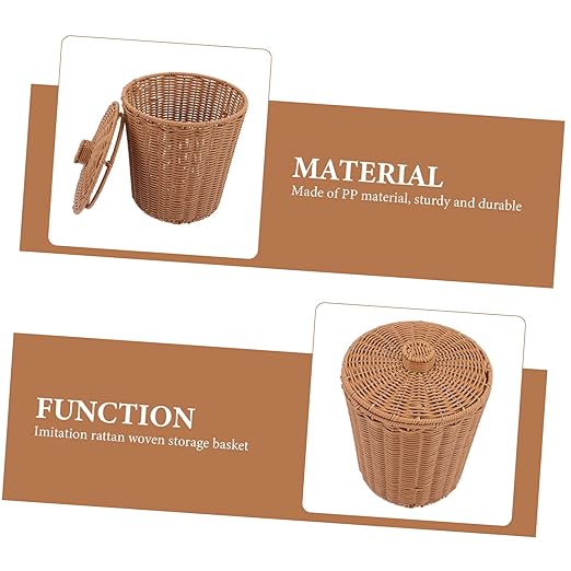CHILDWEET Bedroom Trash Can Decorative Elegant Wicker Storage Basket Small Size Easy to Room Bathroom