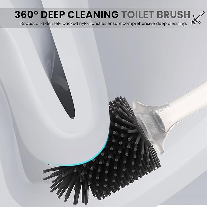 Toilet Brush &amp Plunger Set - Toilet Bowl Brush and Holder Refillable Liquid Dispenser Brush - 2 in 1 Silicone Toilet Brush &amp Plunger Set for Bathroom