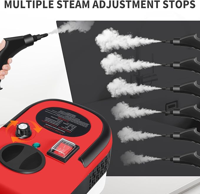 Steam Cleaner 6-gears Adjustable 15s Heat-Up 1.29 Quarts Tank Portable Steamer for Cleaning with 26 pcs Accessories Steam Cleaner for HomeDirt Grease Grout TileFloorCouch and Car