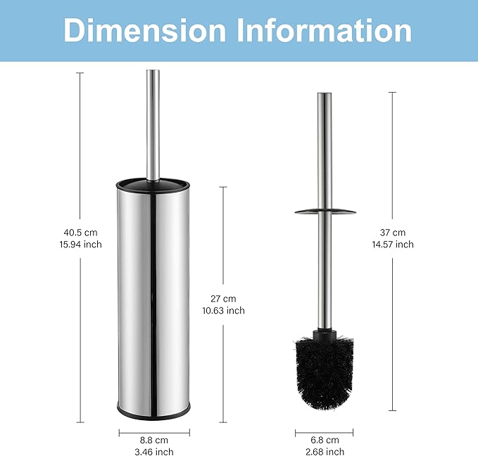 BGL Chrome Toilet Brush and HolderStainless Steel Toilet Brushes for Bathroom with Holder