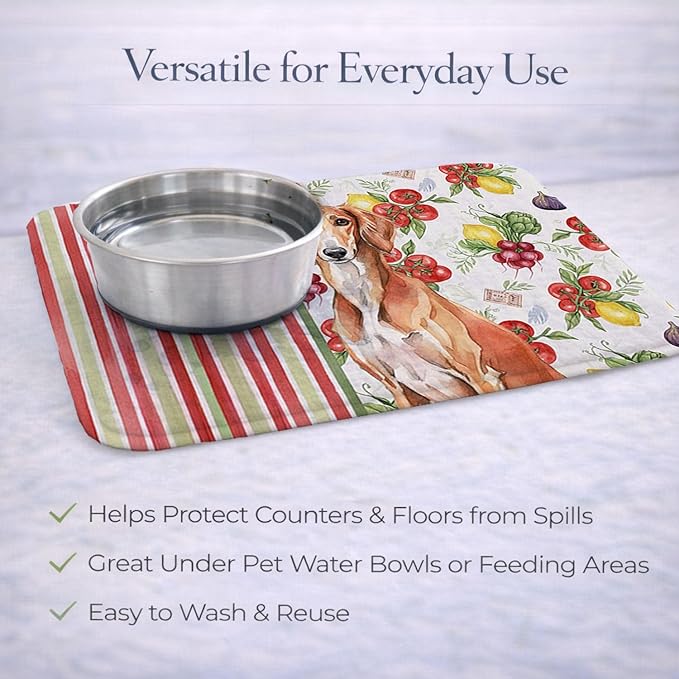 Caroline's Treasures Red Saluki Vegetables Dish Drying Mat Absorbent Dish Drying Mat Pad for Kitchen Counter Dish Drainer Mat for Countertop 14 x 21 Multicolor