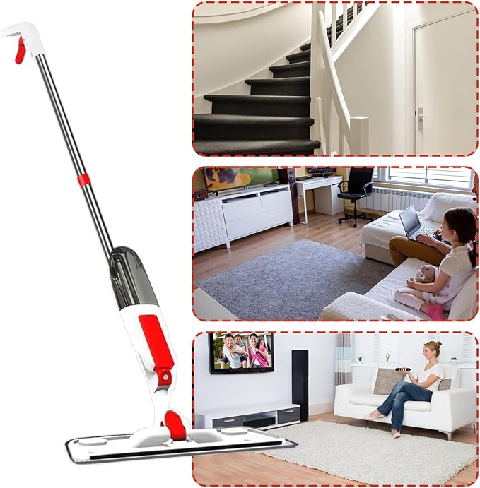 Spray Mop Cleaner PP Stainless Steel Multifunctional Floor Cleaning Tool with Precision Contactless Spray Design Easy Use Mop for Kitchen Office