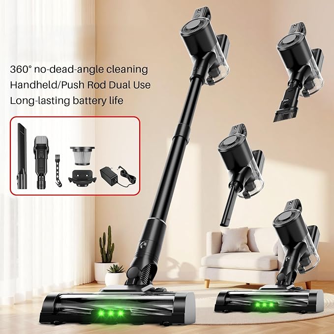 KIKETECH Cordless Vacuum Cleaner Vacuum Cleaners for Home with Stick Vacuum Up to 45 Mins Runtime Great for claenning Pet Hair Carpet Hard Floor.(B100)