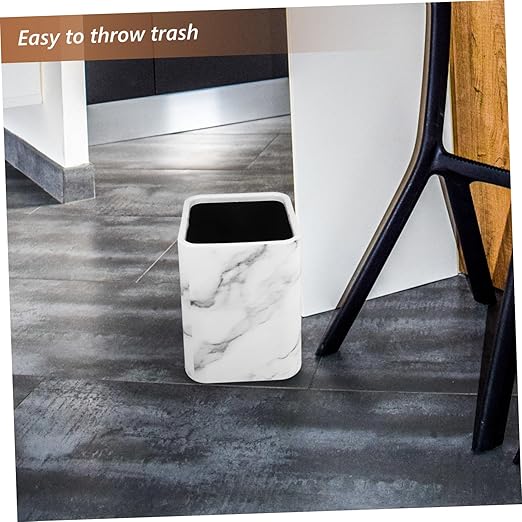 Amosfun Double Layer Marble Wastebasket for Home Kitchen and Office Modern Trash Can No Lid Stylish Trash Bin for Bathroom and Bedroom Decor