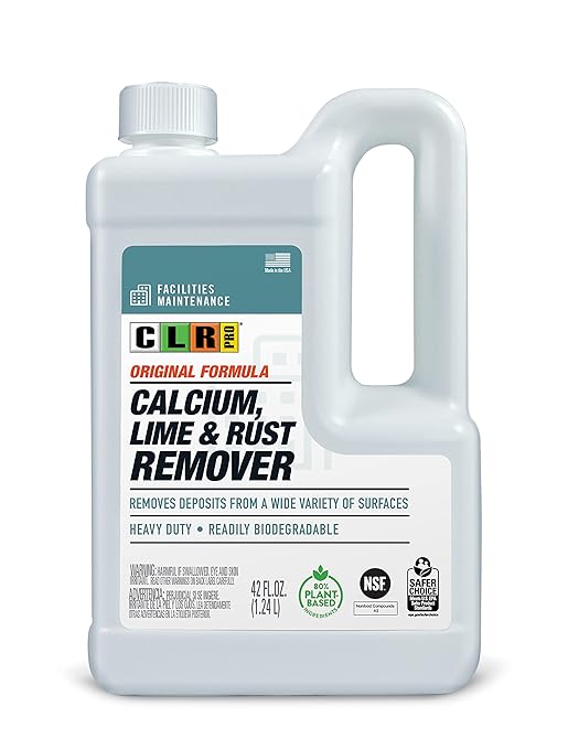 CLR PRO Calcium Lime &amp Rust Remover - Quickly Removes Calcium and Lime Deposits Stubborn Rust Stains and Household Hard Water Deposits - 42 Ounce Bottle (Pack of 4)