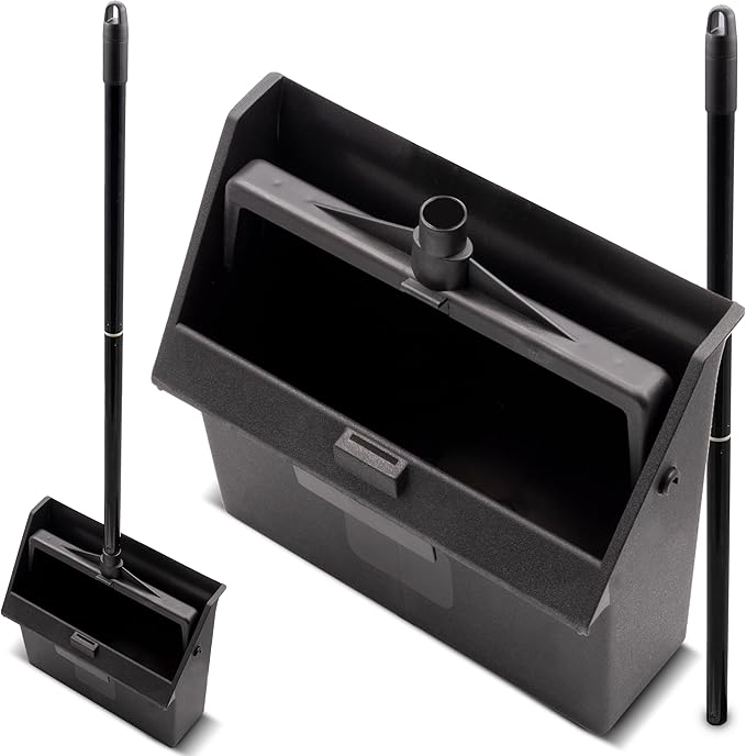 SPARTA Plastic Dust Pan Upright Pan With 2 Piece Handle For Cleaning 11 X 12 X 3.5 Inches Black