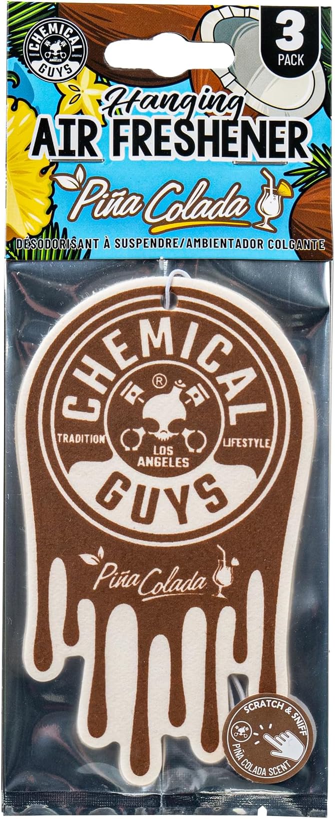 Chemical Guys Car Fresheners Hanging Air Fresheners - Pina Colada Scent for Cars Trucks SUVs RVs Home Office Work Dorm Room &amp More - 12 Pack