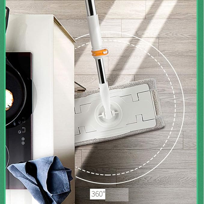 360° Rotating Mop Flat for Household Use Wet and Dry Triple Gripper Freely Retractable