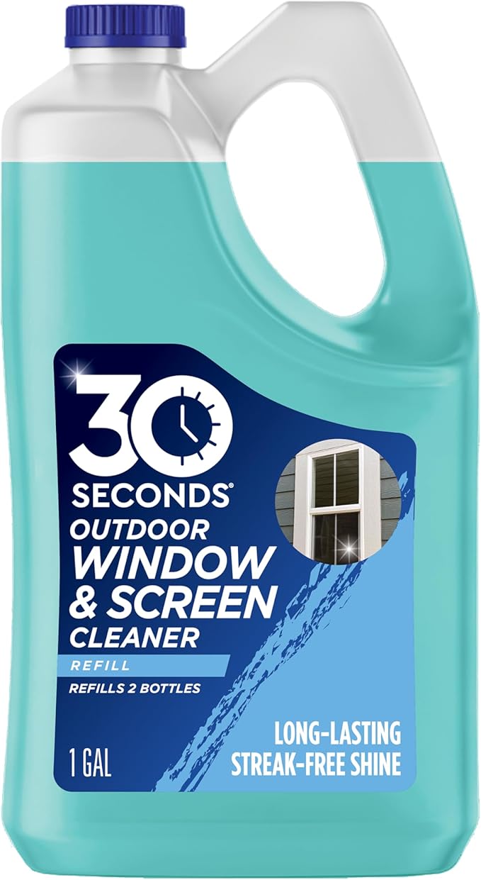 30 SECONDS Outdoor Window &amp Screen Concentrated Cleaner for Glass Patio Doors Fiberglass Furniture - No Screen Removal Required Spray &amp Rinse - Refill for Hose End Sprayer Bottles 1.1 Gal