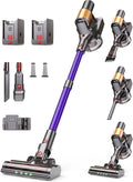 Cordless Vacuum Cleaner 2 Batteries 120 Mins Runtime 600W 50KPA Stick Vacuum with Self-Standing Tangle-Free Brush LED Display Vacuum Cleaner for Home Hardwood Floor Carpet Pet Hair