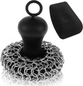 20Pcs Cast Iron Scrubber Food Grade Stainless Steel Chainmail Scrubber with Heat Resistant Pan Scraper Anti-Rust Brush(20pcs Wire brush)