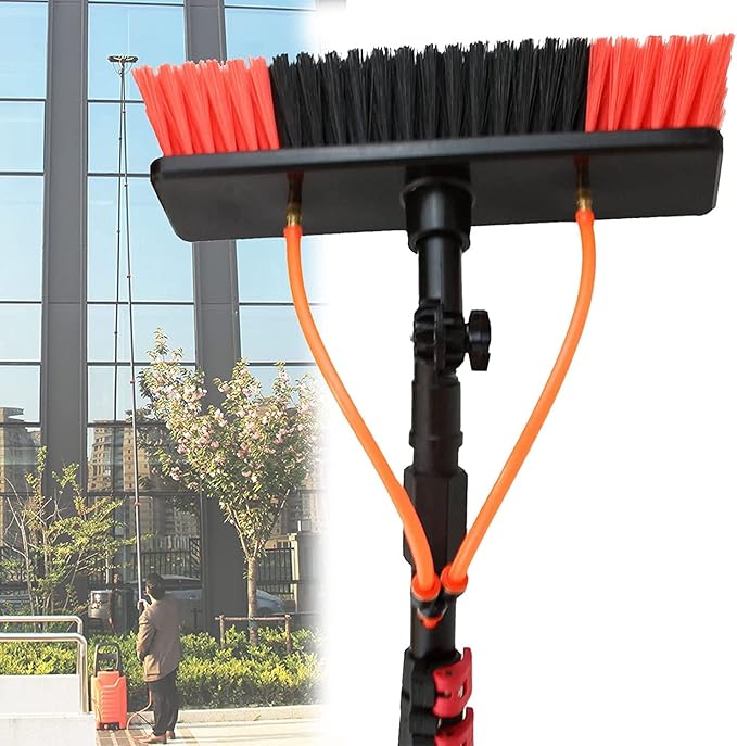 water fed pole kit window cleaning brush outdoor Window Cleaning Brush Window Washing Pole 29FT/9M Water Fed Pole Kit Outdoor Window Cleaner Window Glass Solar Panel Cleaning System