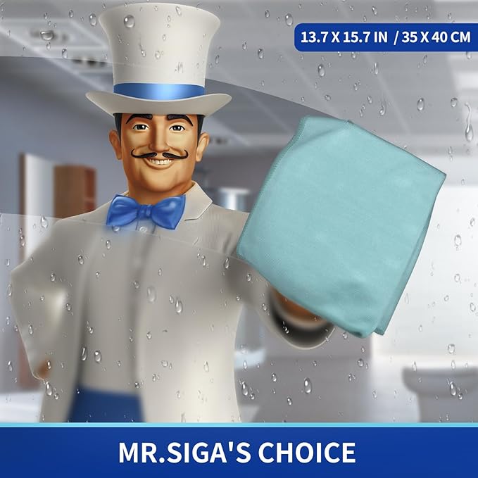 MR.SIGA Ultra Fine Microfiber Cloths for Glass Pack of 12 35 x 40cm 13.7 x 15.7