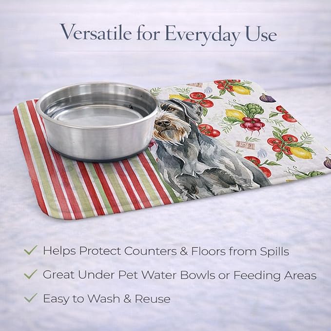 Caroline's Treasures Steel Gray Wirehaired Pointing Griffon Vegetables Dish Drying Mat Absorbent Dish Drying Mat Pad for Kitchen Counter Dish Drainer Mat for Countertop 14 x 21 Multicolor