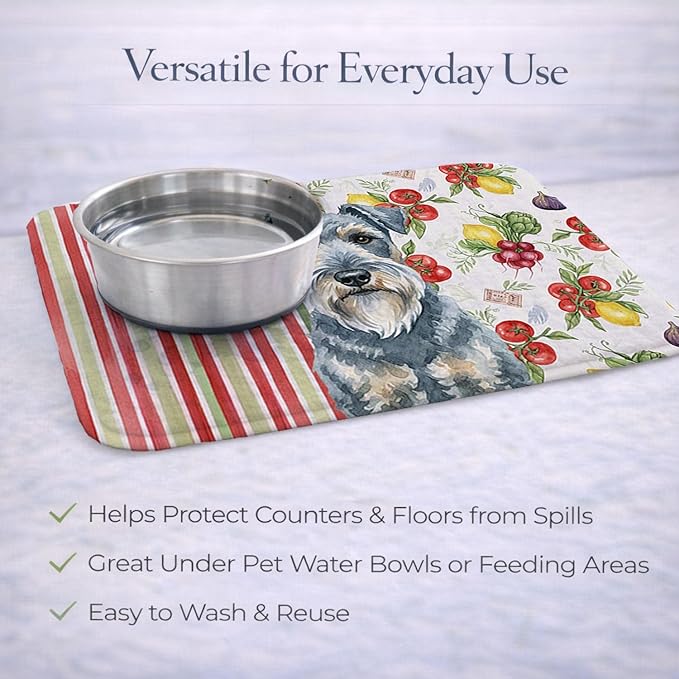 Caroline's Treasures Kerry Blue Terrier Vegetables Dish Drying Mat Absorbent Dish Drying Mat Pad for Kitchen Counter Dish Drainer Mat for Countertop 14 x 21 Multicolor