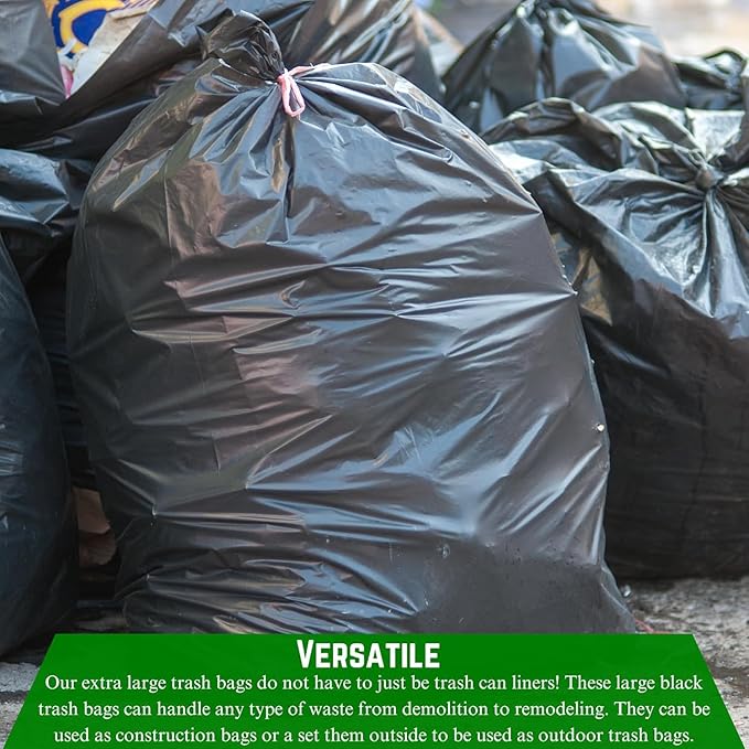 Farm Plastic Supply - 55 Gallon Trash Bags 6 Mil - Contractor Trash Bags Black Trash bags Heavy Duty Garbage Bags (10)