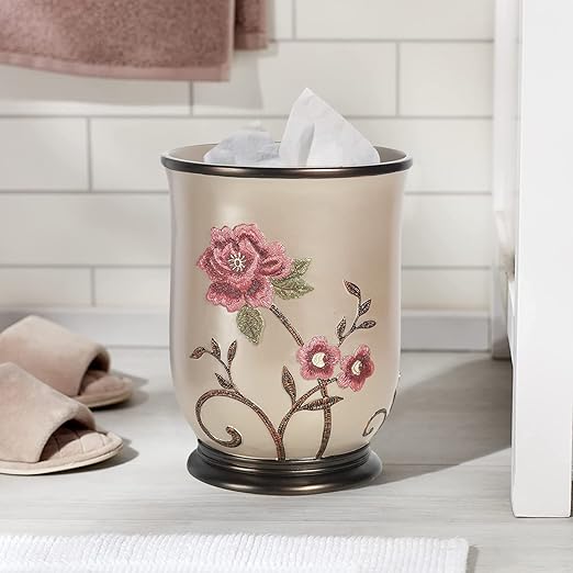 Zahari Home Decorative Trash Can for Bathroom Office &amp Bedroom - 2.1 Gallons Stylish &amp Small Trash Can for Dorms Desktop &amp Restroom - Chic Waste Basket for Compact Spaces Larrisa
