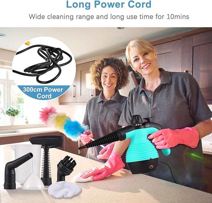 Handheld Steam Cleaner Portable High Pressurized Steam Cleaning Machine with 10PCS Accessory Multi-Purpose Steamer for Upholstery