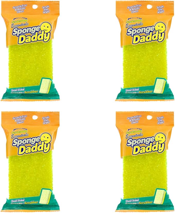 Scrub Daddy Sponge Daddy Essentials Dual Sided Sponge Scrubber Dish Sponges for Washing up Non Scratch Scourers for Cleaning Dishes Bathroom Scrubbing Tool Assorted Kitchen Sponges Multipack