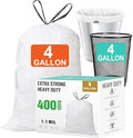 4 Gallon Drawstring Trash Bags (400 Count) 1.1 Mils Heavy Duty Small Garbage Bags Fit 10-15 Liter 2-4 Gal White Trash Bin Liners for Home Office Kitchen Bathroom Bedroom