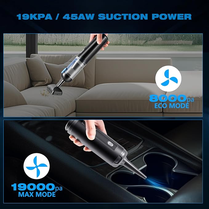 HAUSMEISTER Airflex One Cordless Car Vacuum 16000Pa 4-in-1 Handheld Vacuum with Air Duster &amp Inflator Portable Mini Vac for Car Detailing Pet Hair Keyboard Cleaning (Gray)