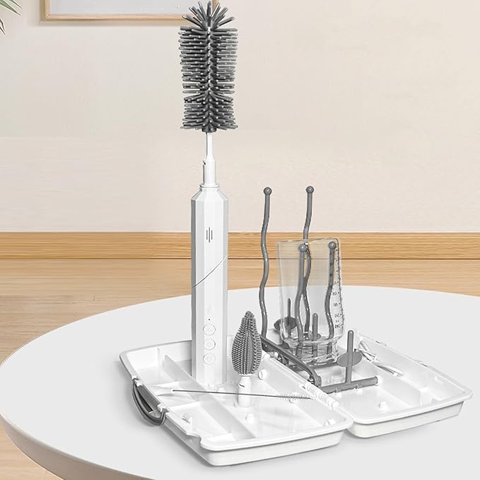 Electric Bottle Brush Set 3 Adjustable Speed Bottle Brushes for with Long Handle IPX7 Water Rechargeable Portable Electric Cleaner for Home Travel