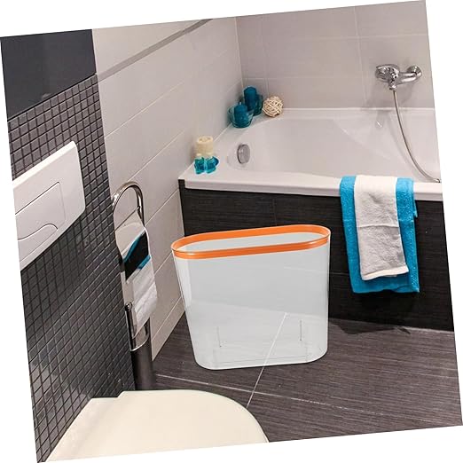 Transparent Plastic Wastebasket No Lid Compact Rubbish Bin for Kitchen Bedroom Bathroom Storage Container for Household Waste and Recycling and Space-Saving Design Red