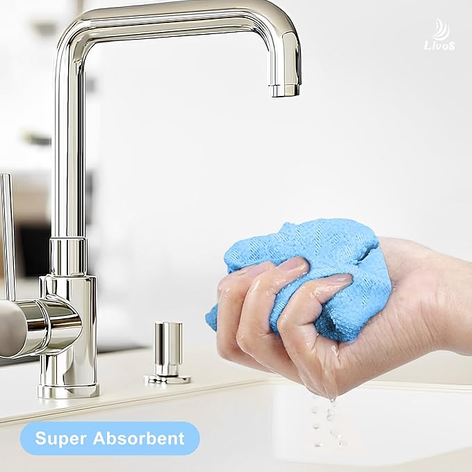 LIVOS Microfiber Cleaning Cloth Roll - 80 Pack Reusable Paper Towels Microfiber Towels for Cars Super Absorbent Lint Free Cleaning Rags for House Kitchen Window-Light Blue 11.5x11.5