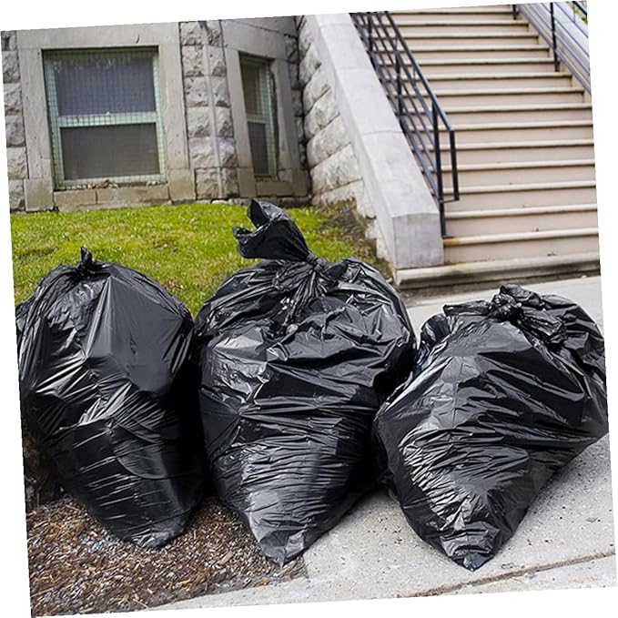 POPETPOP 50Pcs Large Heavy Duty Garbage Bags 80X100Cm Contractor Trash Bags for 100L Bins Outdoor Gardening Kitchen Waste Disposal
