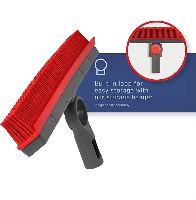 Premium Rubber Floor Brush with 11.5-Inch Squeegee &amp Stainless Steel Handle - for Carpets &amp All Surfaces - Pet Hair Fur Remover Broom - Extendable up to 56 Inches