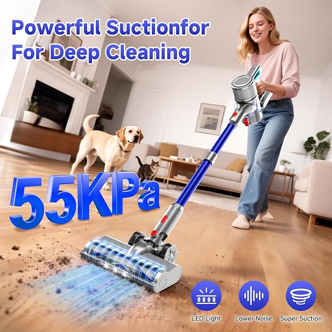 KIKETECH Cordless Vacuum Cleaner for Home Lightweight Vacuum for Pet Hair/Carpet/Floor N507