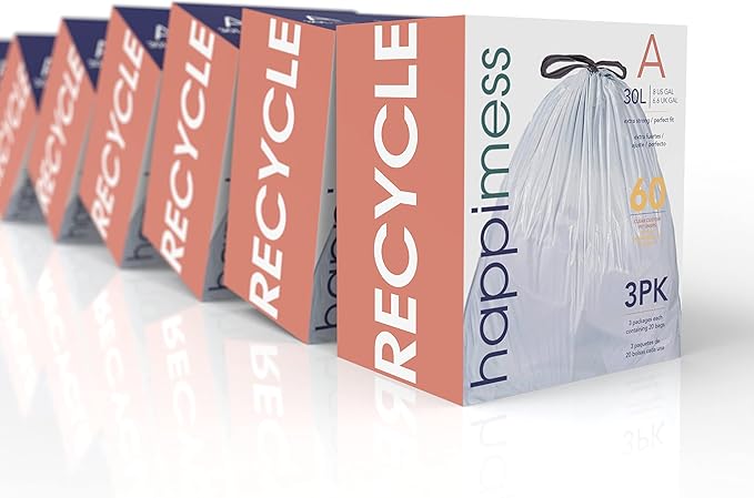 Eyely MPH3000A-CLEAR Phoenix 8-Gallon Drawstring Unscented Trash Can Liner Clear (60-Count 3-Packs of 20 Liners)