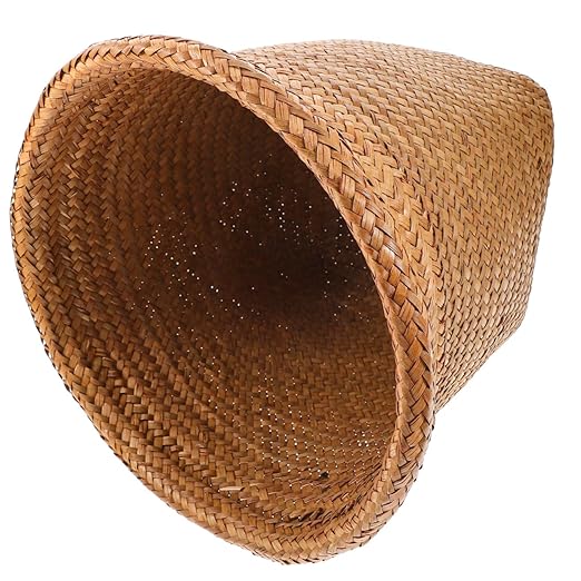 PRETYZOOM 1pc Trash Can Lid Straw Woven Storage Basket for Shelves Garbage Can Bedroom Office Wastebasket Random Color