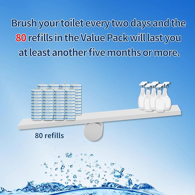 80Pcs Toilet Wand Refills for Disposable Toilet Bowl Brush Scrubber Cleaner Refill PadsToilet Brush Replacement Compatible Heads with Most Toilet Brushes Scrubber
