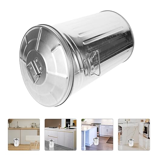 BESTOYARD Stainless Steel Trash Can with Lid 8L Outdoor Dog Poop Garbage Can Retro Round Wastebasket Container for Farm Kitchen Garbage Daily Waster Storage 29.50X22.50X22.50CM Silver 561037HE52R