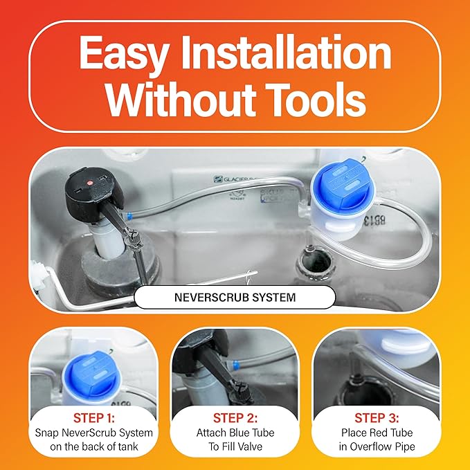 Self Cleaning Toilet System - Automatic Toilet Bowl Cleaner with Starter Cartridge Lasts Up 3 Months Continuous Cleaning - Refillable Toilet Bowl Cleaner for Stains Rings and Odor
