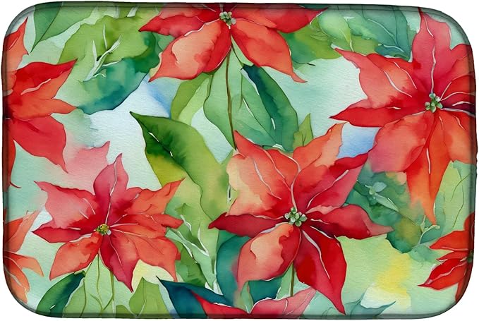 Caroline's Treasures DAC1602DDM Poinsettias in Watercolor Dish Drying Mat Absorbent Dish Drying Mat Pad for Kitchen Counter Dish Drainer Mat for Countertop 14 x 21 Multicolor