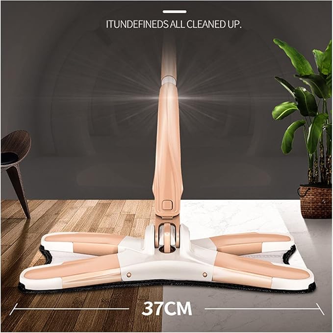steam mop 2 in 1 Mop Free Hand Washing Flat Mop Lazy 360 Rotating Magic Mop with Squeezing Floor Cleaner Household Cleaning Tool steam Cleaner (Color : White 4pcs rag Size : Medium) (Khaki 1 Mop Pad )