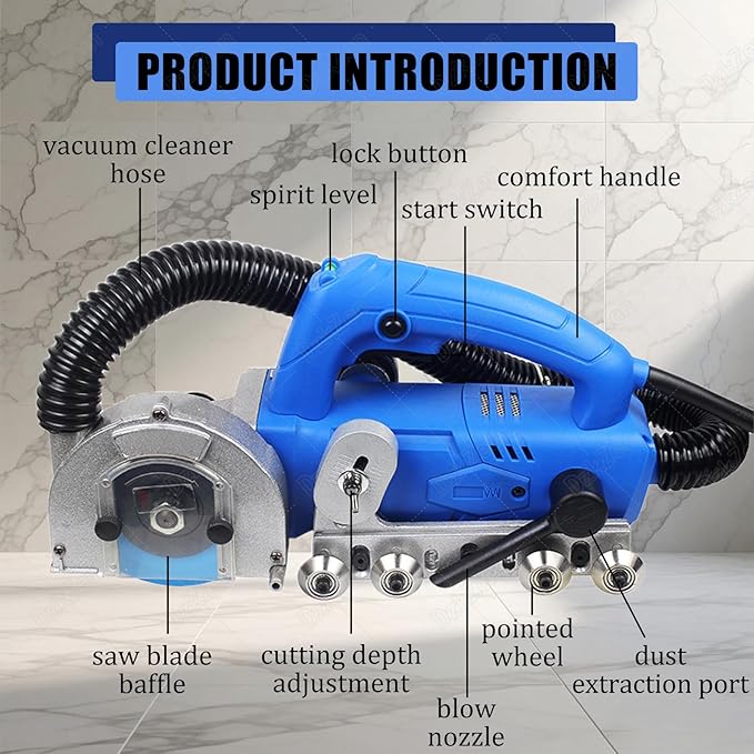 Electric Tile Gaps Crevice Cleaning Machine Grout Removal Tool 1200W 9000 RPM for Ceramic Tile Repair and Regrouting in Renovation Projects StandardconfigurationWithC