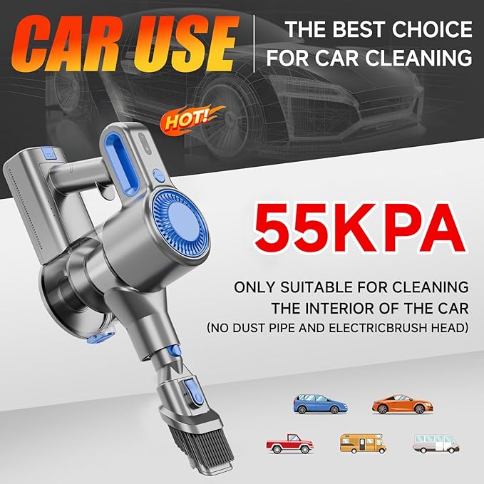 KIKETECH Cordless Vacuum Cleaner Stick Vacuum Cleaners for Home Handheld Vacuum Cleaners for Home for Pet Hair/Carpet/Floor (Blue)