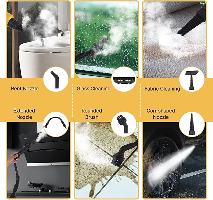 Aramox Pressurized Handheld Steam Cleaner Portable Floor Cleaner with Ergonomic Handle for Hardwood Tile and Car Interior 1000W 400ml Tank (US plug)