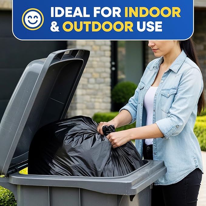 55 Gallon Trash Bags Heavy Duty 2 Mil Fits Rollout Round and Square 32-55 Gallon Rubbermaid Brute Trash Cans 43 x 47 Large Durable Garbage Trash Can Liners Black Pack of 100