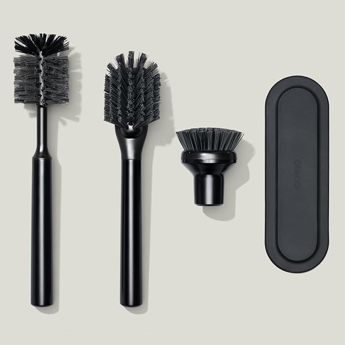 Ionic Brush Set Magnetized to Stand Upright Stainless Steel with Replaceable Heads Onyx/Black