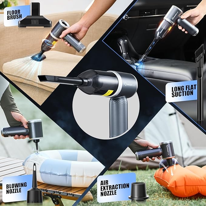 Mini Vacuum Cleaner 3 in 1 Cordless Handheld Vacuum Cleaner 13000Pa High Power Car Vacuum Cleaner with Brushless MotorAdjustable Car Vaccum Portable Cordless for CarsDesktop-DBS03