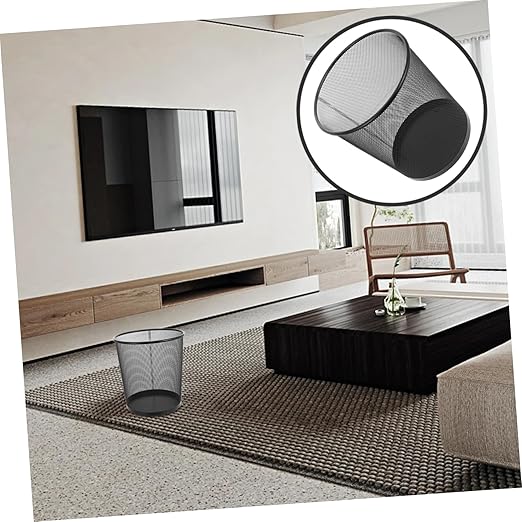 VOSAREA 2pcs Simple Style Metal Trash Container Round Wastebasket for Home Supplies