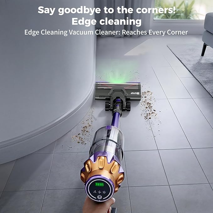 Cordless Vacuum Cleaner 1.8L Dustbin 600W 55kPa 70Mins Stick Vacuum Cleaners for Home with Pet Brush Self-Standing and Touch Screen Vacuum Cordless for Pet Hair/Hardwood/Carpet/Car