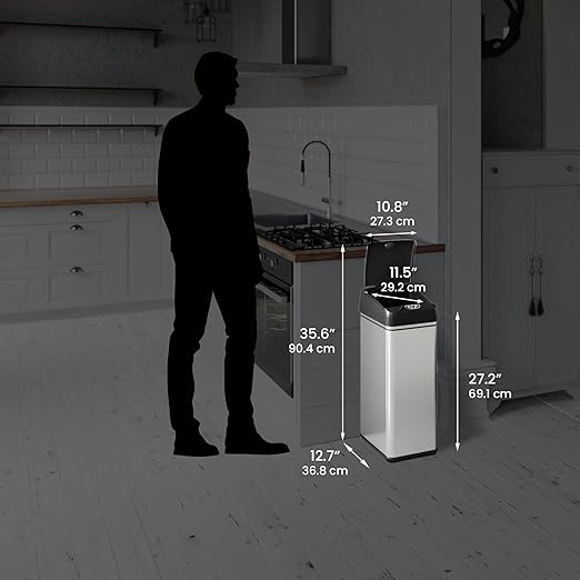 iTouchless Automatic Trash Can with AC Adapter and 3 Odor Filters Big Lid Opening Touchless Sensor Kitchen Trash Bin 13 Gallon Stainless Steel