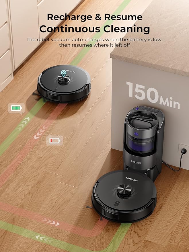 Robot Vacuum and Mop Upgraded Bagless Robot Vacuum Cleaner with Self-Emptying 6000Pa Robotic Vacuum with LiDAR Navigation Smart Mapping Schedule App/Alexa Control for Carpet/Pet Hair Q20 Ultra