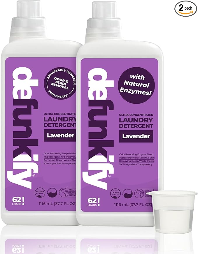 Laundry Detergent 124 Load. 'Lavender' Essential Oil Liquid Laundry Detergent Washing Soap for Sensitive Skin. ProvenSafe™ Cleaning Supply w/Odor &amp Stain Remover for Outdoor Gear &amp All Fabric